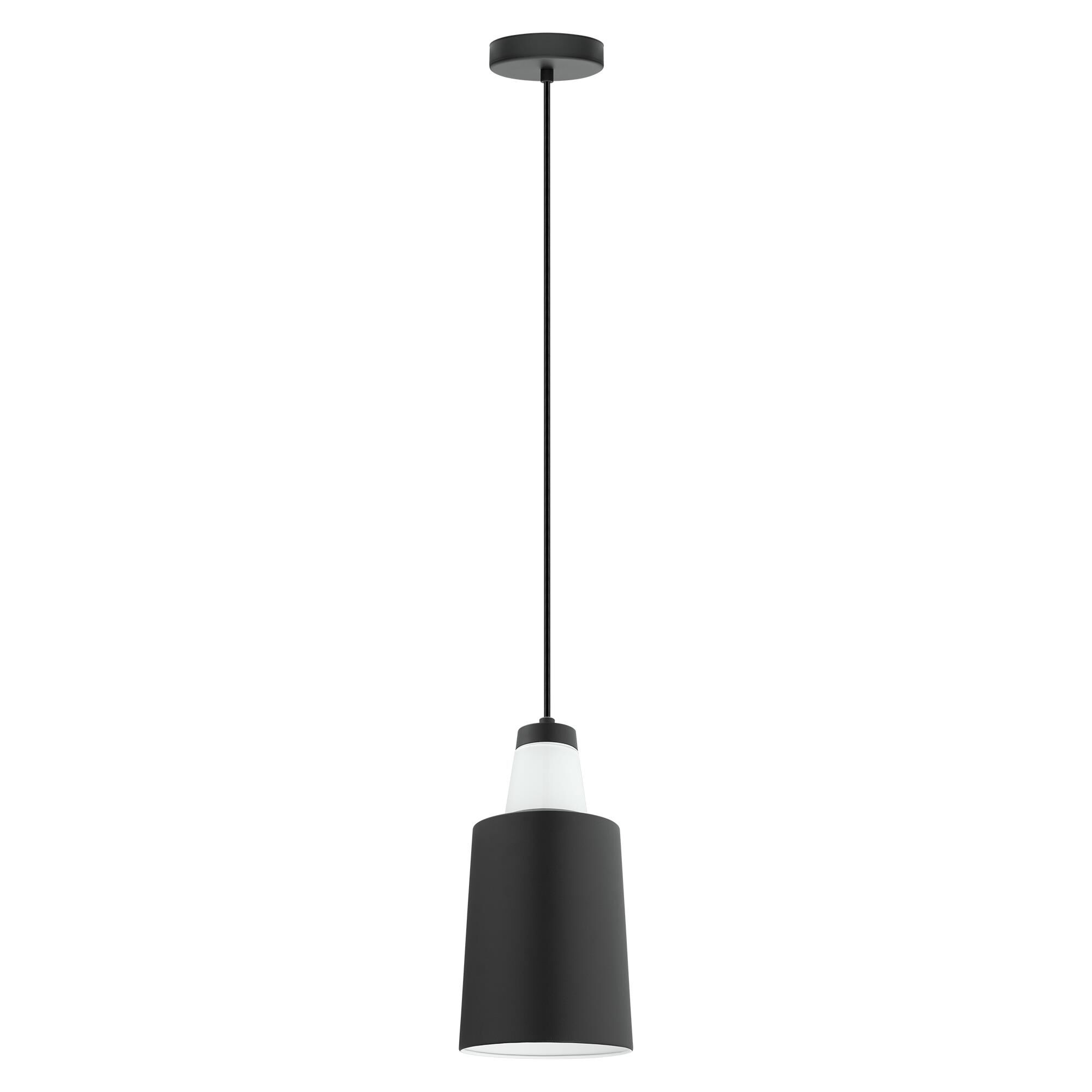 Shown in Black - White finish and White glass and Metal shade and Drum - Cylinder accent